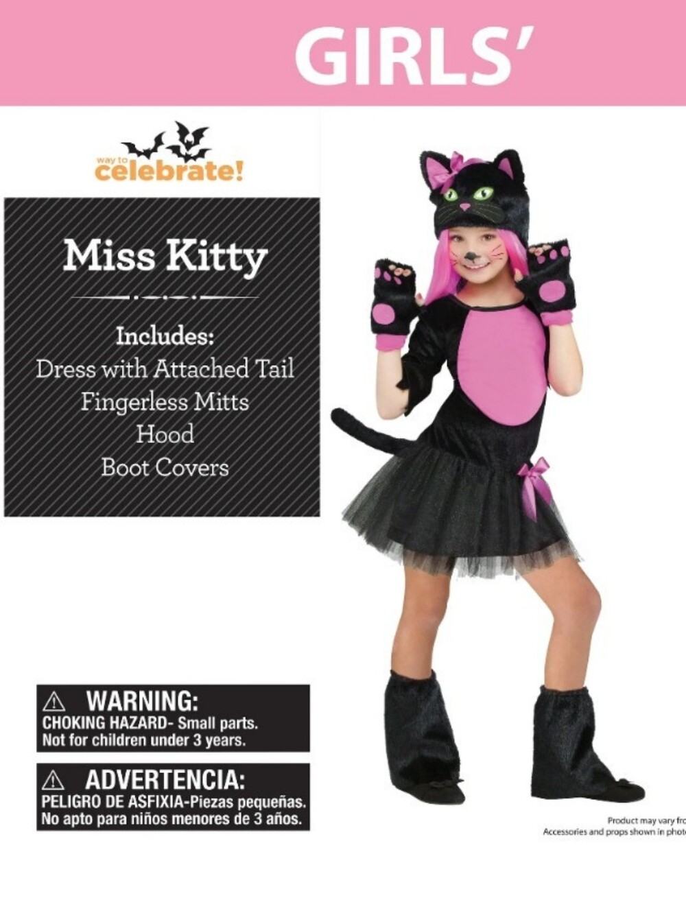 Playful Miss Kitty Purrfect Kids Black Pink Cat Costume Tutu Skirt Sz (6-6x) - Picture 11 of 11